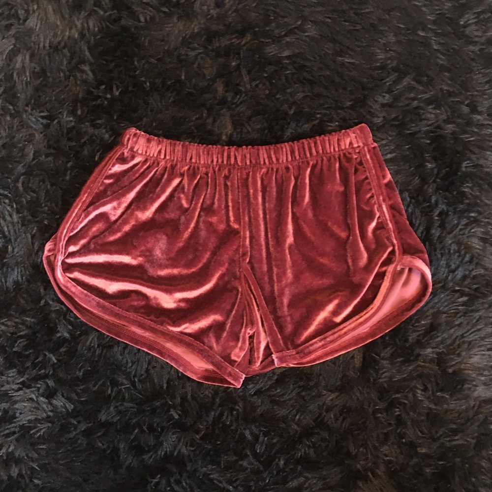 Rare burgundy red velvet shorts